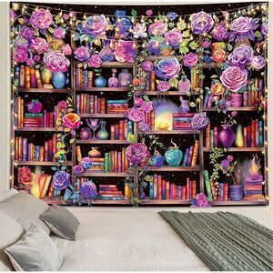 Bookshelf print wall tapestry 28 x 37